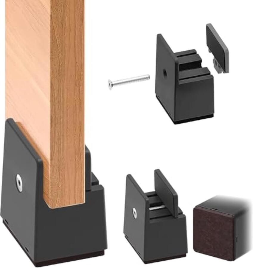 4 stuks meubelverhogingen 5 cm verbrede tafelverhoging voor 10-50 mm brede vierkante meubelverhogingen verstelbaar met schroefklem stoelverhoging