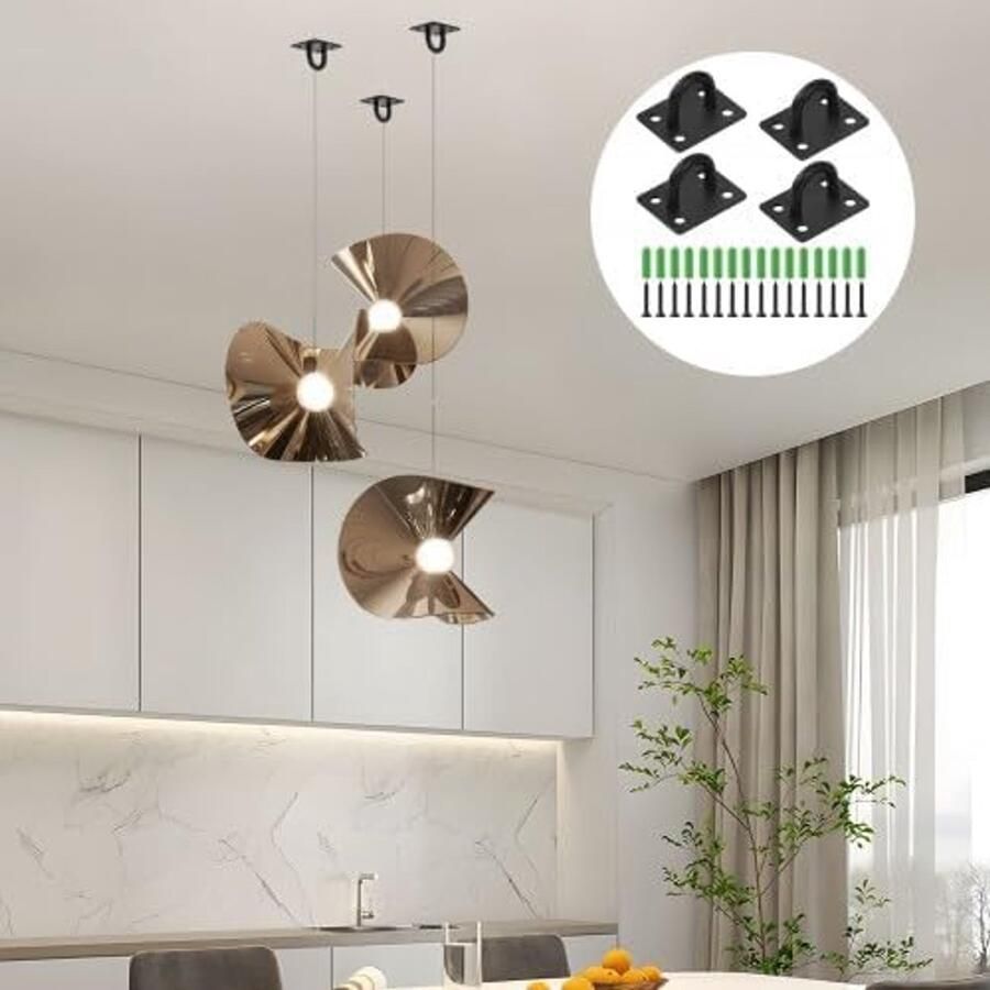 4 Stuks Ogen van Roestvrij Staal Wandhaken Oogplaathaken Oogplaat voor Zonnezeil Plafondhaken (Zilver)