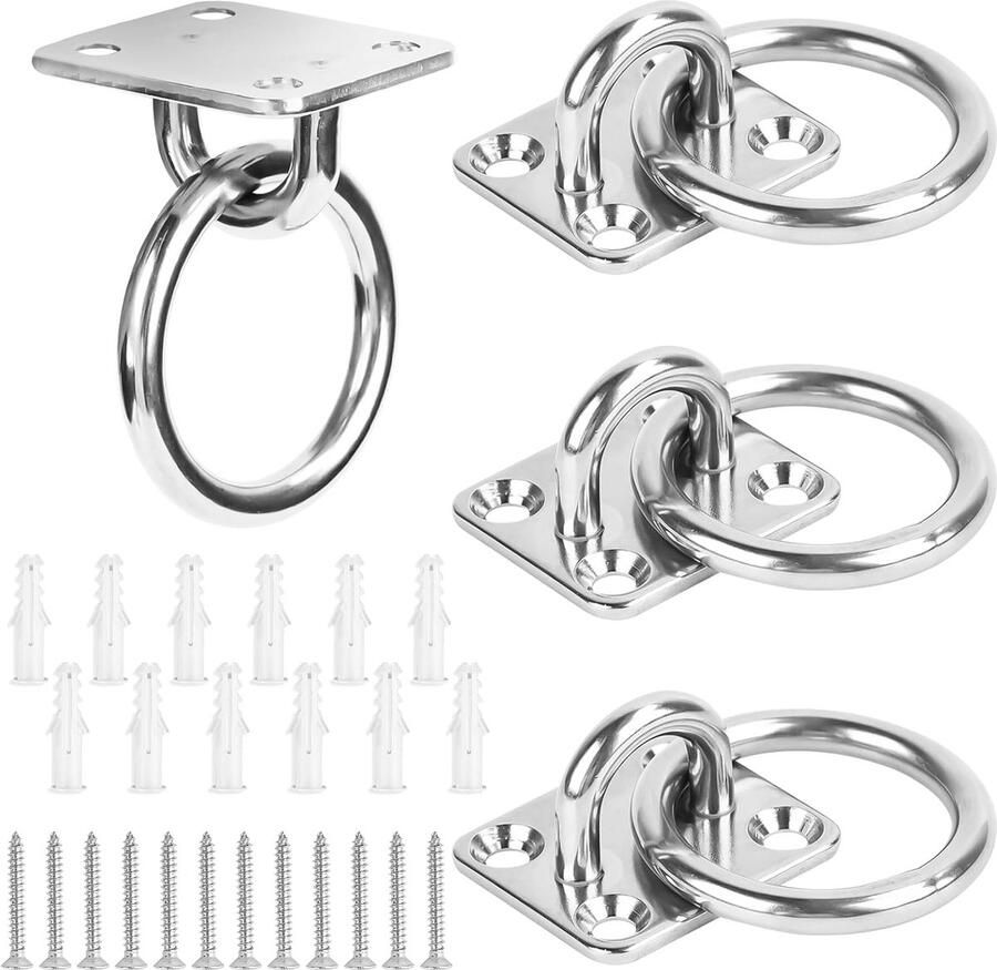 4 stuks oogplaten met oogje roestvrij stalen afdekplaat oogplaat met oogplaat roestvrij staal oogplaat ooghouder houder voor zonnezeil bevestiging dekbeslag voor boten