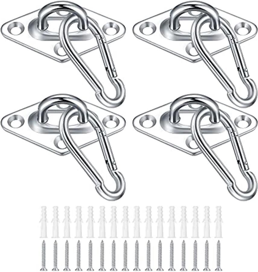 4 stuks oogplaten roestvrij staal Stevige bevestigingshaken voor hangstoelen en zonnezeilen
