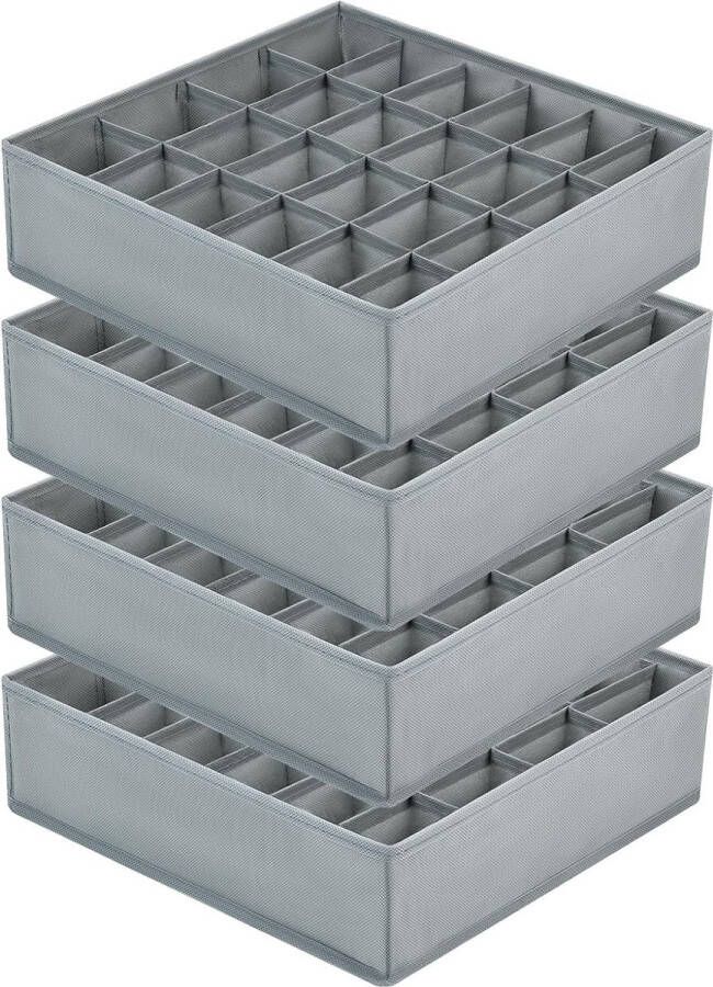 4 stuks opbergdozen voor sokken en ondergoed 24 vakken opvouwbare dozen (vouwdoos ladeverdeler lade-organizer stoffen dozen voor het bewaren van sokken (anas)
