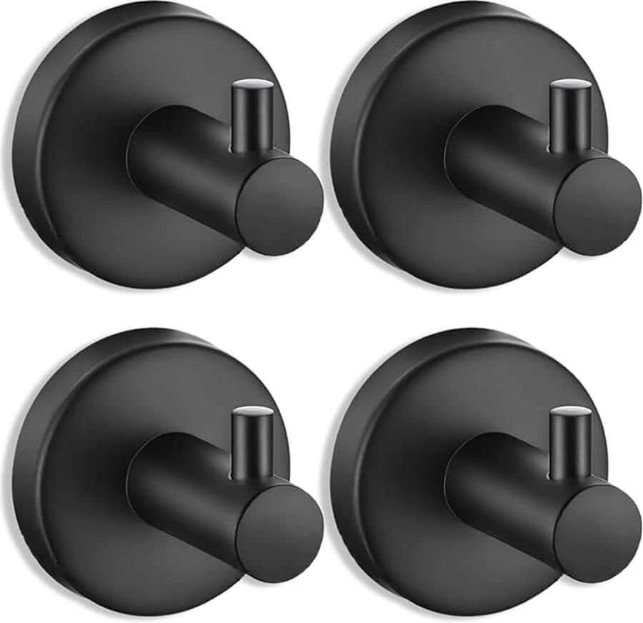 4 Stuks Ophanghaak Krachtige VacuüM Haken Zuignap Ophanghaak Voor Ramen Glas Badkamer Keuken Haken Kapstokhaak Wandhaak 6*6cm zwart rvs