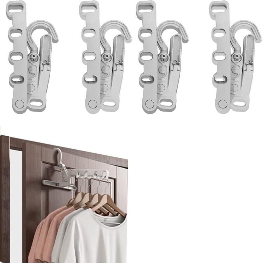 4 stuks Opvouwbaar kledingrek Reiskledingrek Opvouwbaar kledingrek Kledingopbergorganizer Lichtgewicht en duurzaam Ruimtebesparend Met 5 gaten Grijs Geschikt voor balkon badkamer wasruimte en kamperen in de buitenlucht