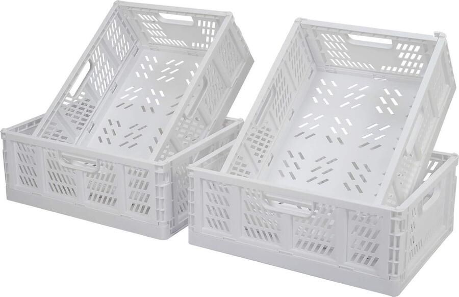 4 stuks opvouwbare kunststof opbergdozen kunststof vouwmand opvouwbare opbergmand kunststof mand stapelbare transportdozen vouwdoos van kunststof voor keuken slaapkamer kantoor