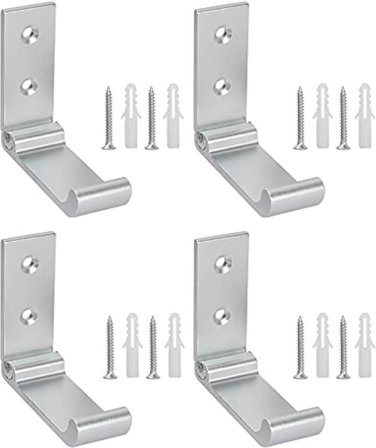 4 stuks opvouwbare wandhaken klaphaken 90 graden opvouwbare wandhaken aluminium kledinghaken inklapbare haken wandhanddoekhaak voor garderobe badkamer keuken 15 kg draagkracht (zilver)