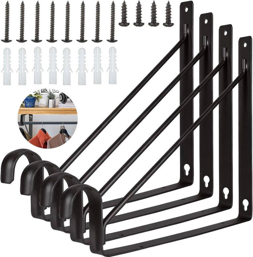 4 stuks plankhouders zwart zware belasting metalen hoek 90 graden wandhoek haken draagkracht 130 kg plankhoek zwart metaal plankhouders voor wandmontage rek hoekrek houten meubels