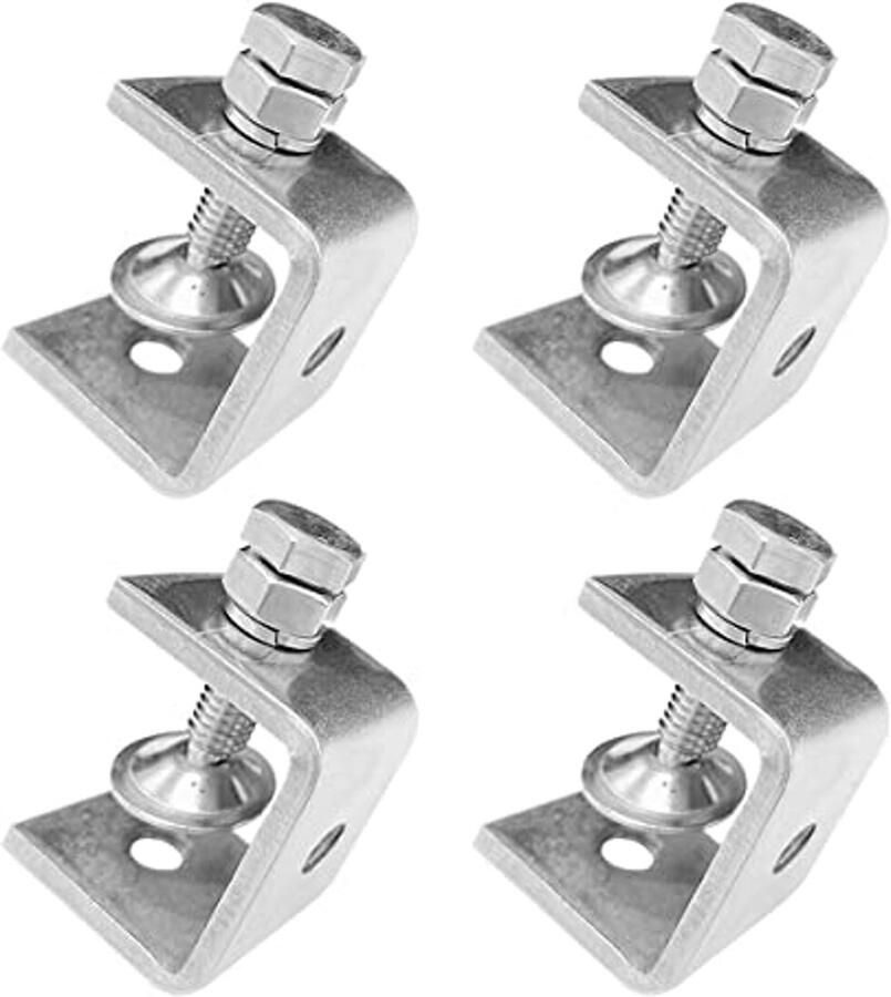 4 Stuks RVS C-Klemmen Mini 16-25mm voor Assemblage Robuuste Houtbewerking U-Klem Set met Brede Klemopening en Beschermpads voor Lassen en Kluswerk