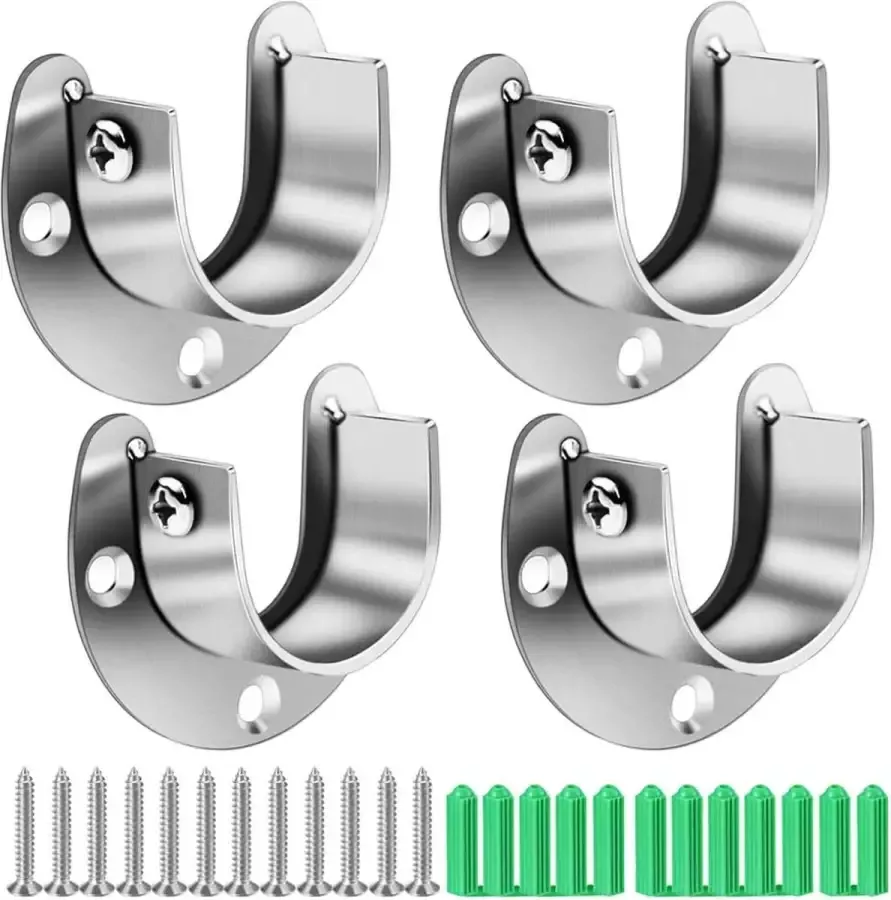 4 Stuks RVS Kaststang Houder Kastroede Steun Set Heavy Duty Kastroededrager U- Vormige Kastpaal Stang Eindsteunen 2 Maten 33mm 27mm