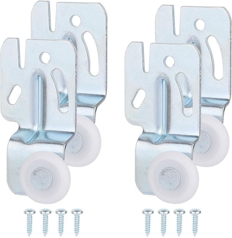 4 Stuks Schuifdeurbeslag voor Kledingkasten Garderobekastrolset Garderobekastwielen voor Bovenhangende Bypassbeslag Geschikt for Kast en Keukendeuren van 3 4 tot 1-3 8