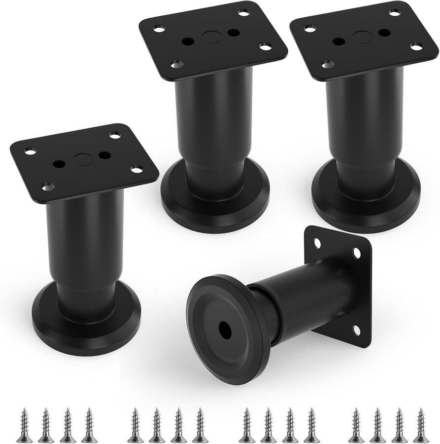 4 Stuks set meubelvoeten kastpoot verstelbare meubelvoeten metaal zwarte meubelvoeten hoogte verstelbare bank voeten bed voeten kastvoeten universele