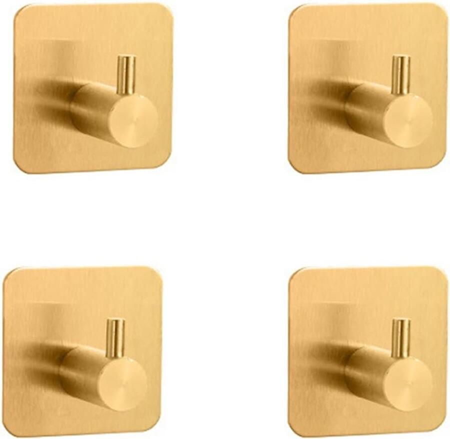 4 stuks sterke zelfklevende kapstokhaken deurhaken badkamerhaken wandhaken keukenhaken (goud)