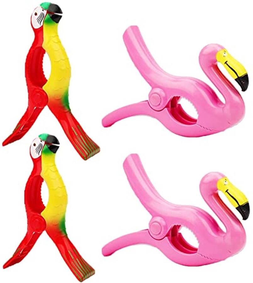 4 Stuks Strandhanddoekklemmen voor Ligstoelen en Zonnebanken Handige en Kleurrijke Clips