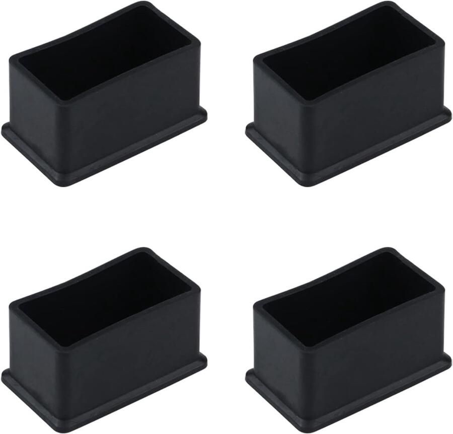 4 stuks Tafel- en stoelpoothoezen Rubberen PVC meubelbeschermers Rechthoekig Voetdoppenbeschermers 3 x 6cm Zwart