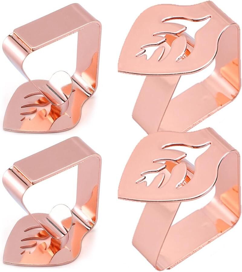 4 stuks Tafelkleedklemmen van roestvrij staal Vastzet klemmetjes Tafelkleedklemmen voor buiten Multifunctionele antislip tafelkleedklemmen Roségoud