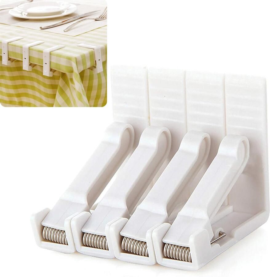 4 stuks Tafelklemmen Tafelkleed vastzetten Tafelkleedklemmen Tafelgewichtjes Klemmetjes Wit Kunststof