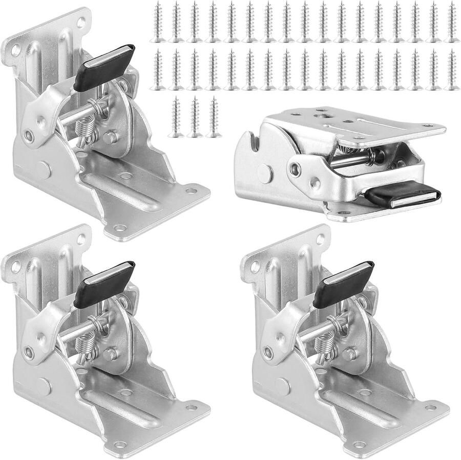4 stuks tafelpoten klapscharnier 0-90 graden zelfvergrendeling inklapbare steunhouder klapconsole voor werkbank zilver