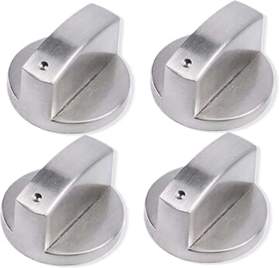 4 Stuks Universele Keukenknoppen voor Gasfornuis Multifunctionele Handgrepen voor Fornuis en Oven 6 mm Zilver