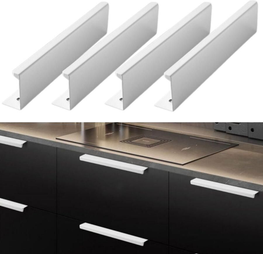 4 stuks Verborgen meubelgrepen Keukengrepen Ladegrepen Onzichtbare kastdeurgrepen Verborgen kastgrepen Stevig en duurzaam Wit 12*3 2*1 8 cm Geschikt voor kledingkasten slaapkamers laden