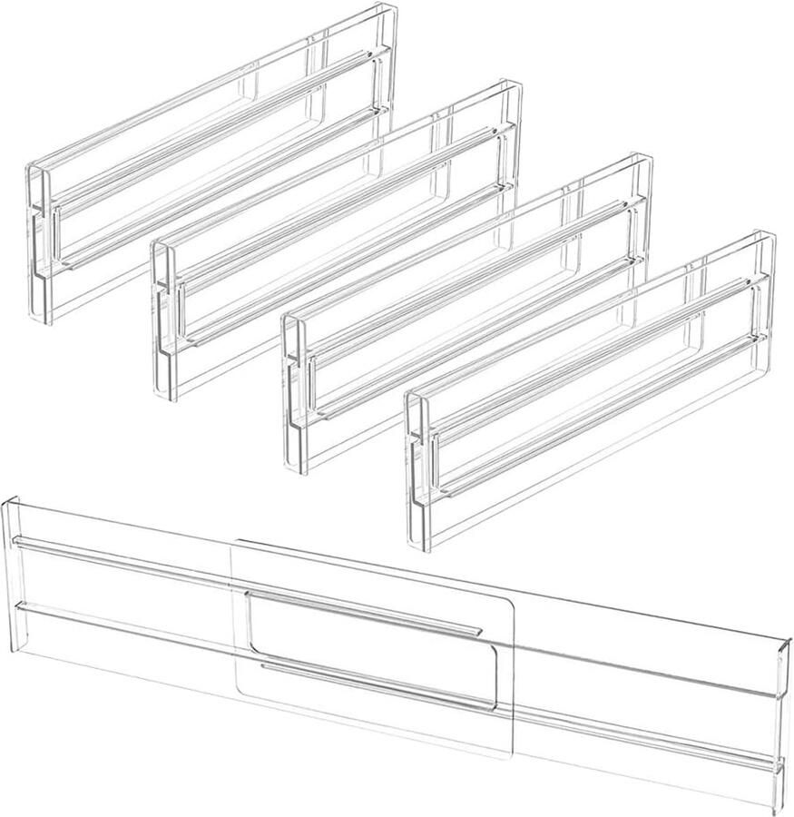 4 stuks verstelbare ladeverdelers Kunststof opbergorganizers 27 5-52 cm Voor keukenlades kantoor of badkamer Eenvoudig aanpasbare lade-indeling