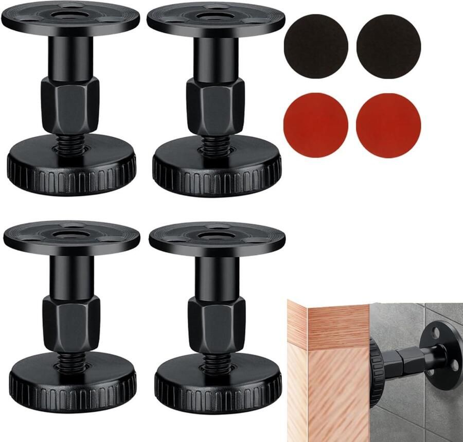 4 stuks Verstelbare meubelpoten Zelfklevende meubelpoten Bedhoofdankers met antikraspads voor tafels kasten apparaten draagvermogen tot 45 kg 4x4 7 cm (zwart)
