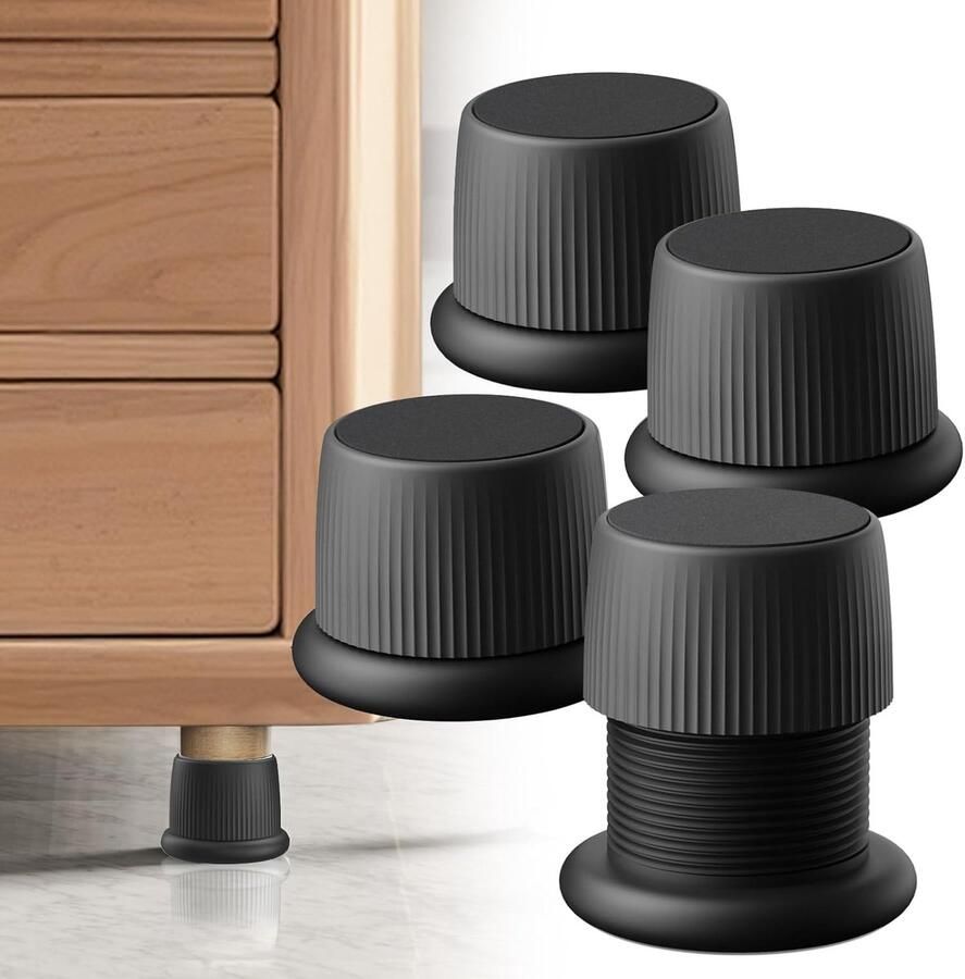 4 stuks Verstelbare meubelverhogers Tafelmatten Meubelverhogingspads Bureauverhogers met antislipbodem en rubberen pad Tafelpootverhogers van 4-6 3 cm Voor kleine meubelverhogers Zwart