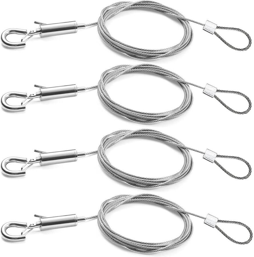 4 stuks verstelbare roestvrij stalen draadkabels voor foto's en decoratie 2 meter Zware draad voor spiegels lampen en meer Draagvermogen tot 25 kg