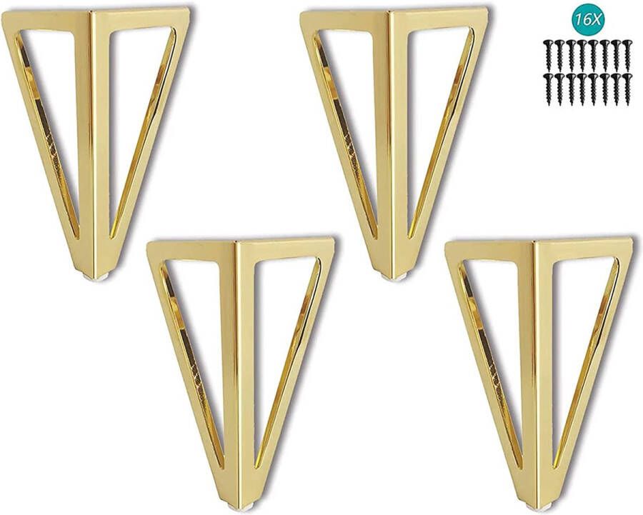 4 stuks vervangende meubelpoten van metaal 15 cm gouden meubelpoten doe-het-zelf meubelpoten tafelpoten kastpoten bed voor stoelen kast en bank andere meubelpoten 15 cm goud