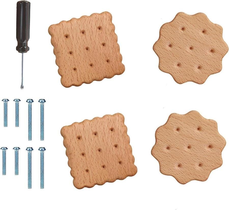 Kastknoppen vierkant hout design Set van 4 Koekjes en rond koekjes Lade handgrepen voor huis keuken slaapkamer kledingkast