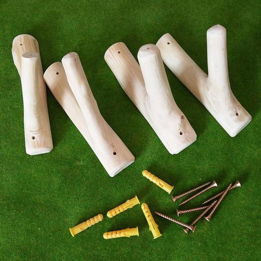 4 stuks vintage houten boomtak wandhaken – natuurlijk hout ideaal voor het ophangen van kleding mantels sleutels en handdoeken