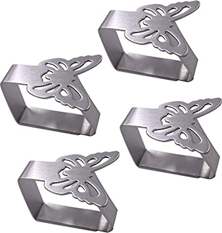 4 stuks Vlinder Vorm RVS Tafelkleed Klemmen Sterke Doek Clips voor Tafel Covers