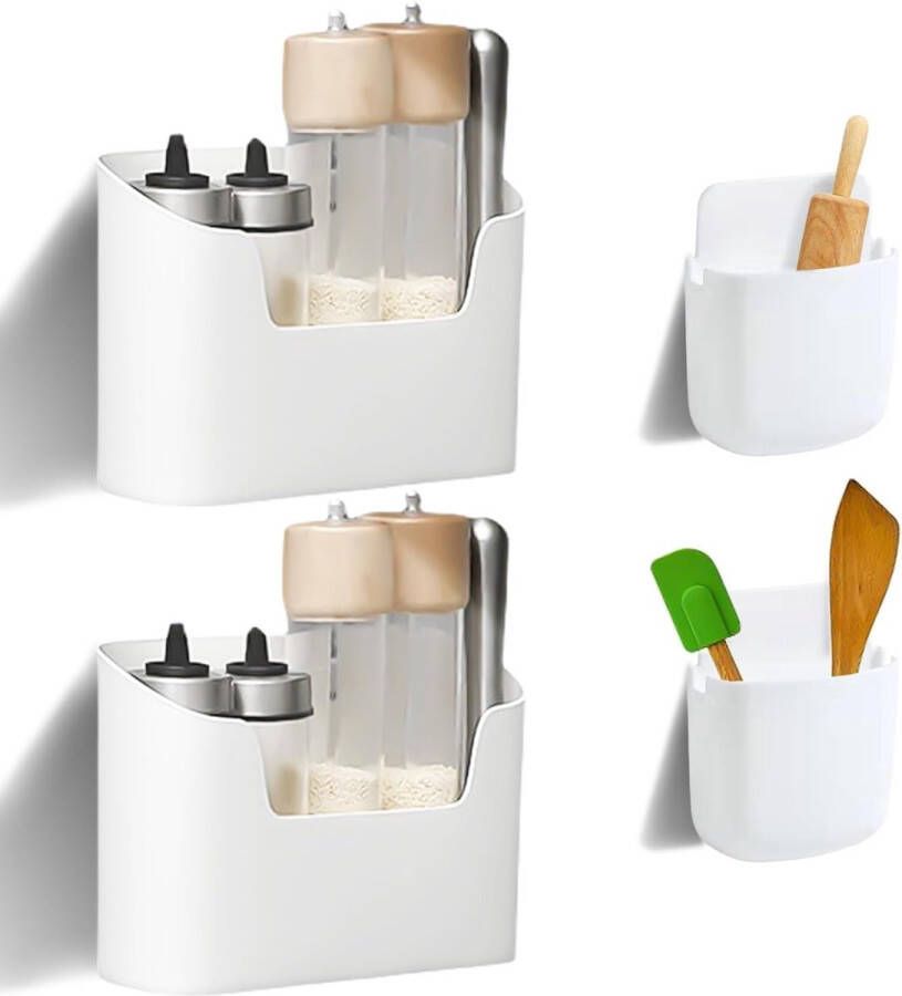 4 stuks wandgemonteerde opbergdoos: opbergbox voor keukenkastdeur zelfklevende opbergdoos ABS zonder boren opbergdoos voor keuken keukenkast badkamer