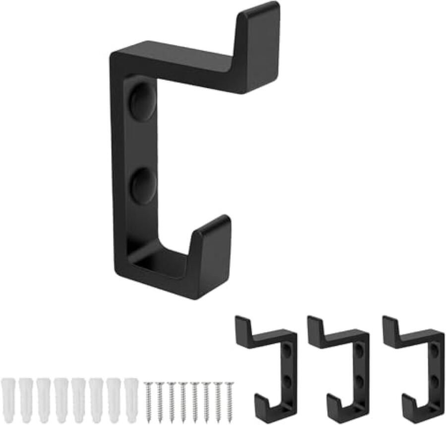 4 stuks wandhaken zwart 15 mm zware haken kapstokhaken voor garderobe badkamer keuken en slaapkamer