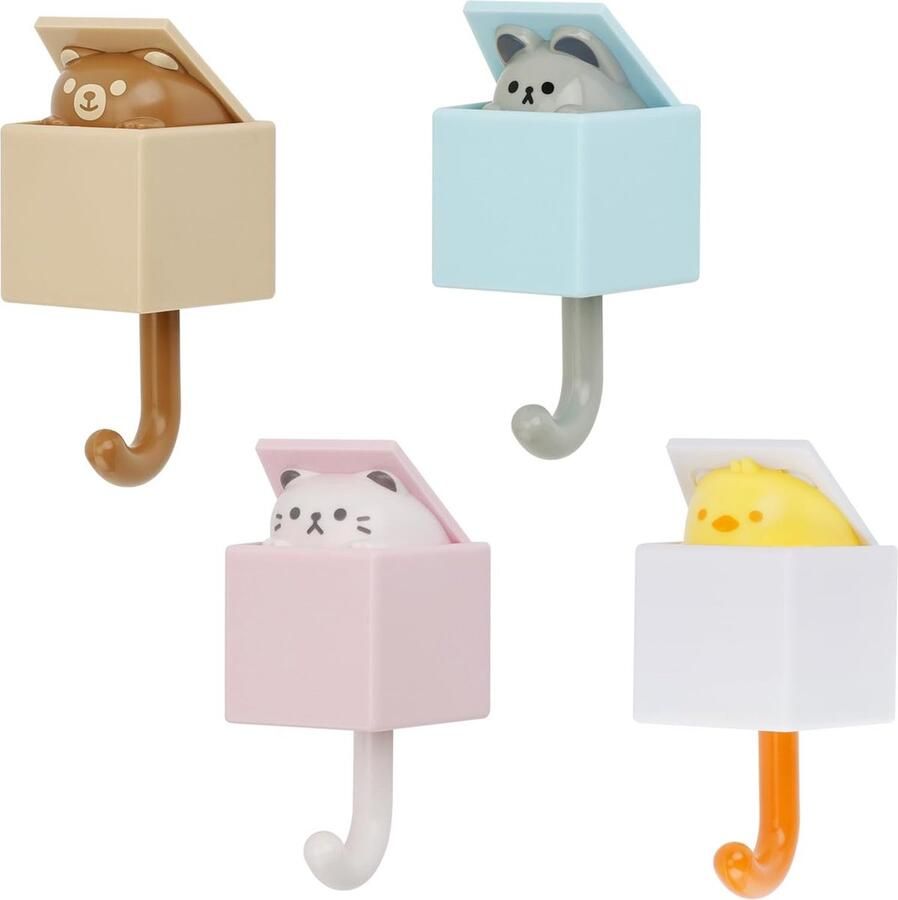 4 stuks waterdichte dierenhaken zelfklevende handdoekhaken kinderkledinghaken handdoekhaken waterdichte haak voor handdoek sleutels tassen hoeden