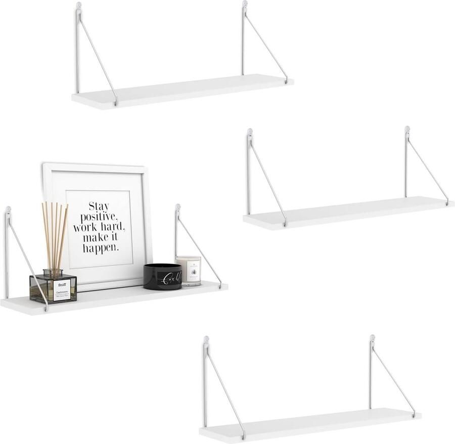 4 stuks witte planken wandgemonteerde zwevende plank houten wandplank met zilveren beugels grote muurorganizer 6 inch diepe opbergplanken voor slaapkamer badkamer woonkamer keuken