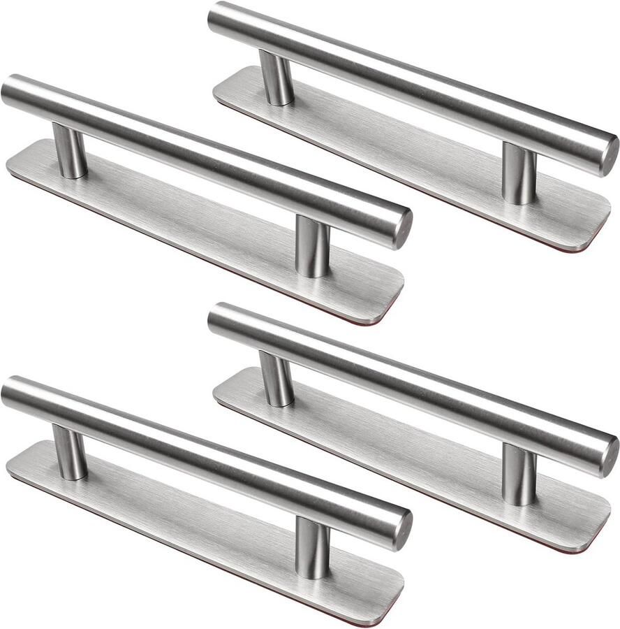 4 stuks zelfklevende meubelgrepen roestvrijstalen kastgrepen handgrepen zonder boren deurgrepen ladegrepen voor keukenkasten schuifdeuren balkondeur ramen 148 mm zilver