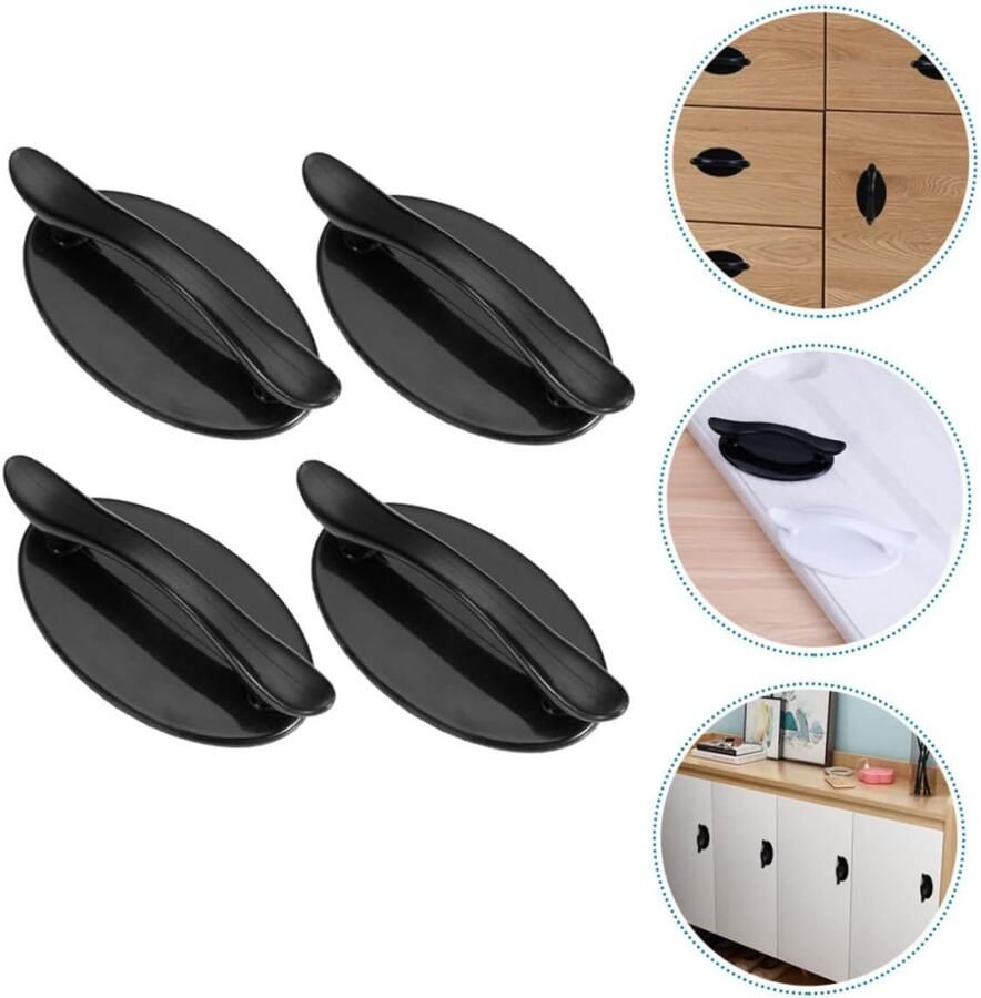 4-Stuks Zelfklevende Handgrepen zelfklevende kastgrepen Geen boren nodig Vervangende knoppen Moderne zelfklevende keuken kastgrepen Geschikt voor keuken kasten kastdeuren en meubels schuifdeuren Eenvoudig te installeren Zwart