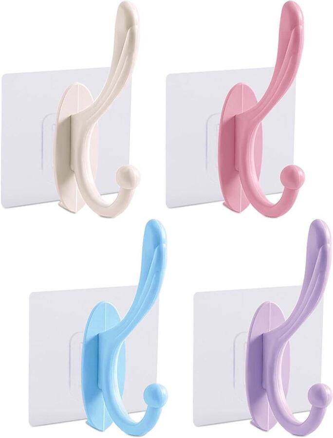 4 stuks zelfklevende kledinghaken voor aan de muur zonder boren ideaal voor garderobe handdoeken hoeden sleutels tassen kleding en keukengereedschap