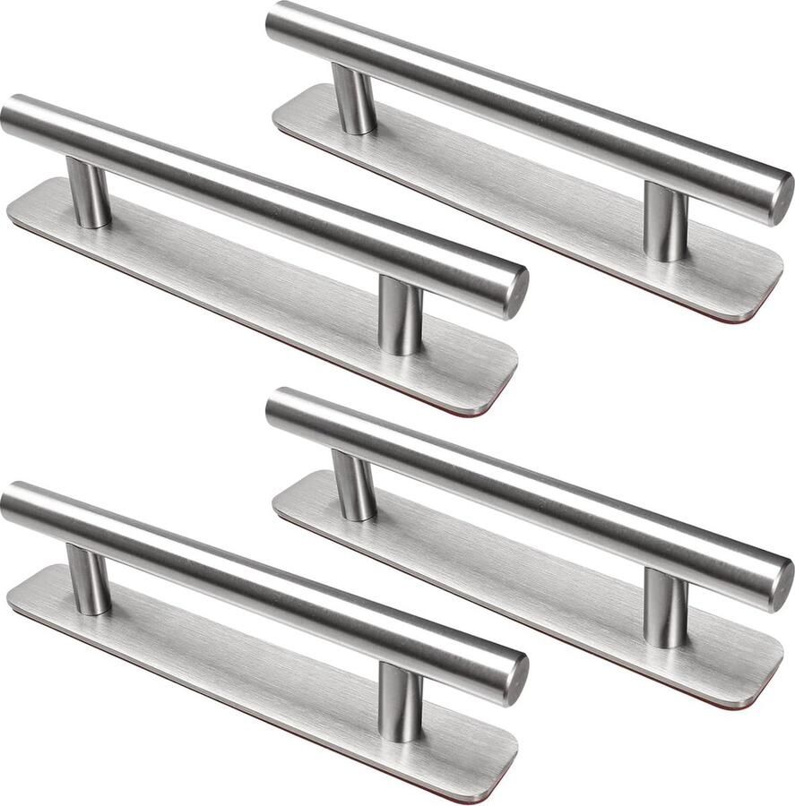 4 stuks zelfklevende meubelgrepen roestvrijstalen kastgrepen handgrepen zonder boren deurgrepen ladegrepen voor keukenkasten schuifdeuren balkondeur ramen 148 mm zilver