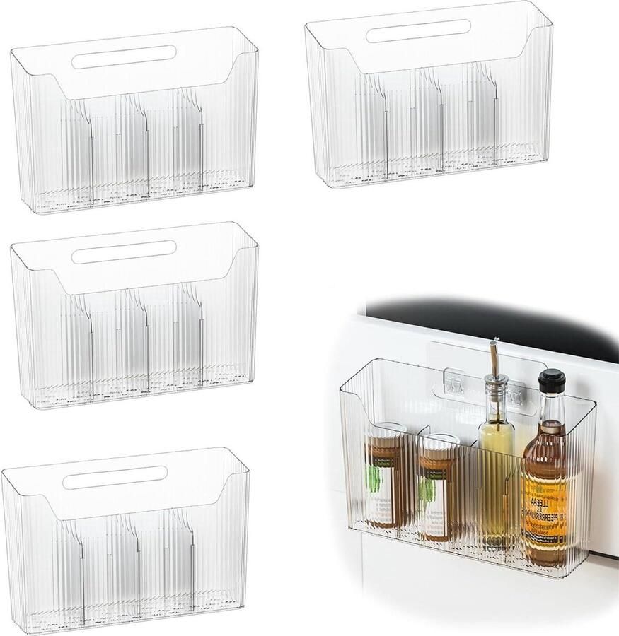 4 stuks zelfklevende opbergdoos wandmontage transparant multifunctioneel