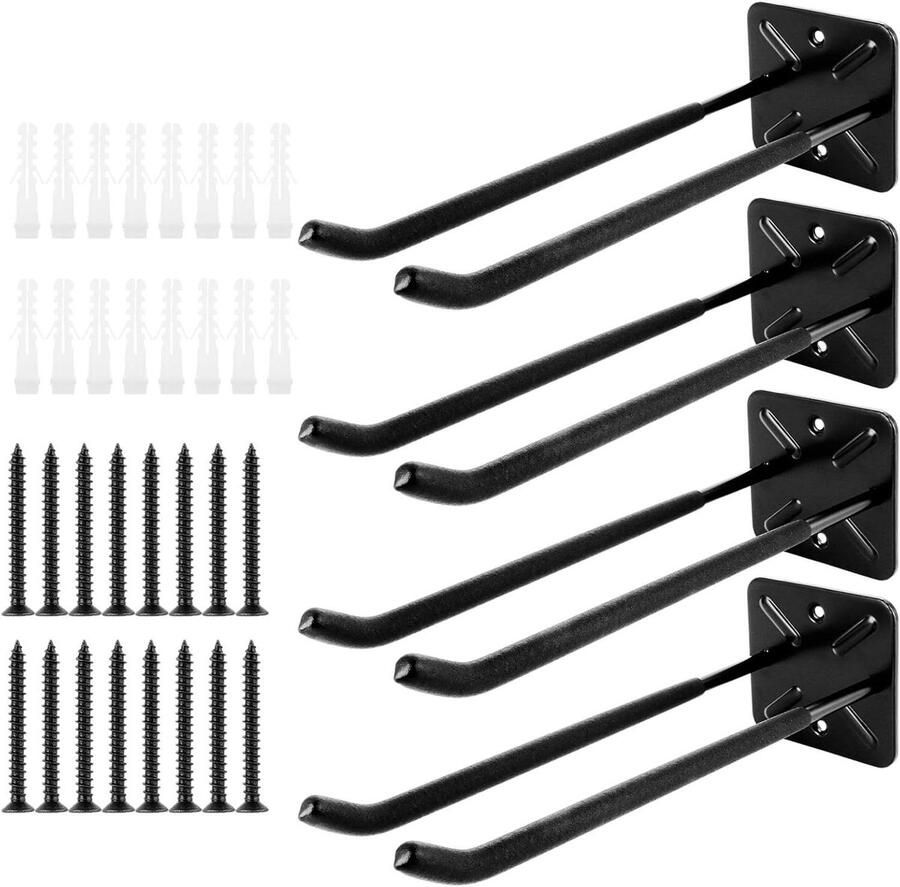 4 stuks zware belasting apparaathaken wandrek voor garage zwart