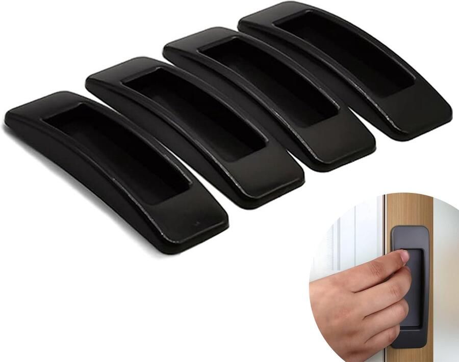 4 stuks (Zwart) Schuifdeur Raam Handgreep Zelfklevende Instant Kast Lade Handgreep Helper Deur Raam Handgreep Sticker voor Keuken Badkamer Kasten Laden Dressoirs Kasten