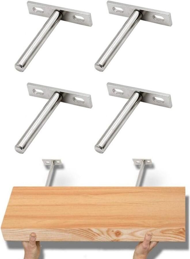 4 stuks zwevende plankbeugel verborgen plankdrager verborgen beugel met montageschroeven zilver 75 × 70 × 15 mm geschikt voor zwevende houten planken ideaal voor doe-het-zelf wandplanken