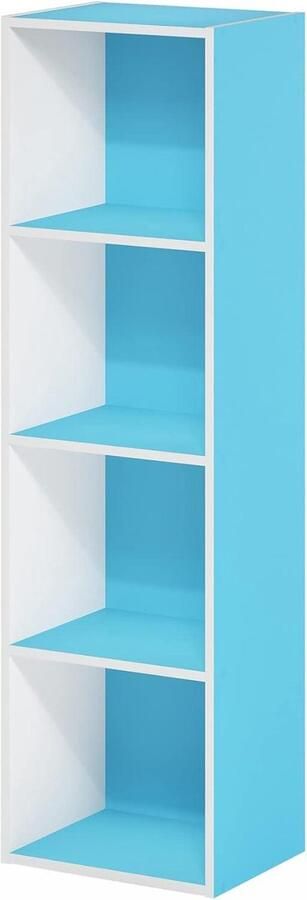 4-Tier Open Plank Boekenkast Lichtblauw Wit Pasir