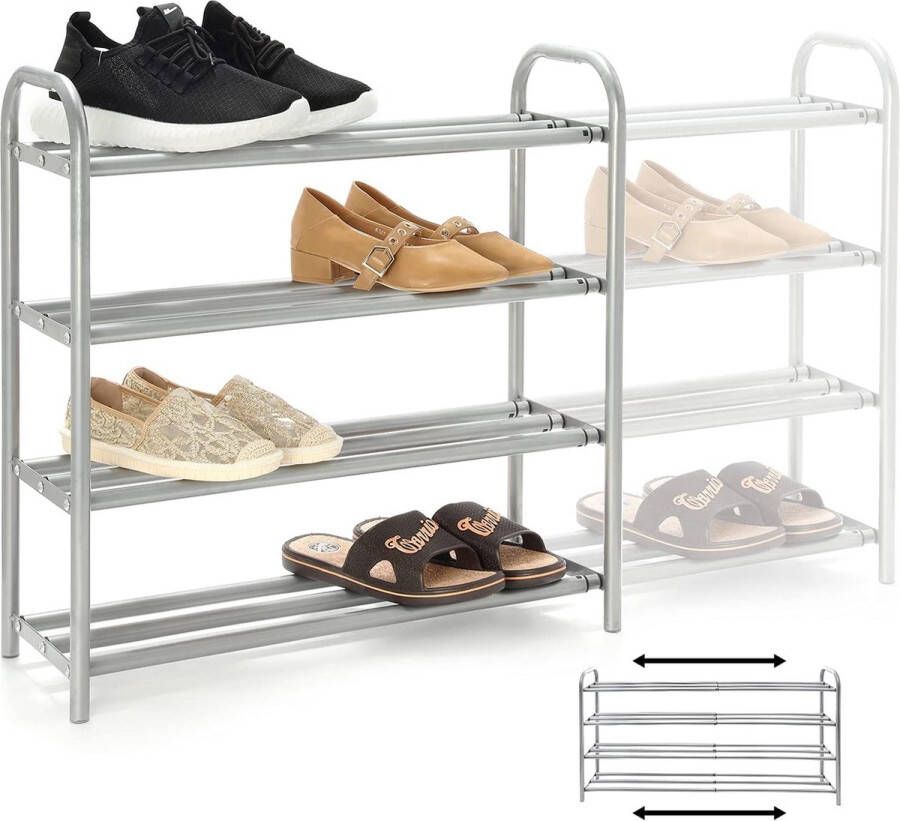 4 Tier Uitschuifbare Schoenenrek Organisator Zware Metalen Plank Organiseren Houdt tot 20 Paar Schoenen Ruimtebesparend Rek voor Garderobe