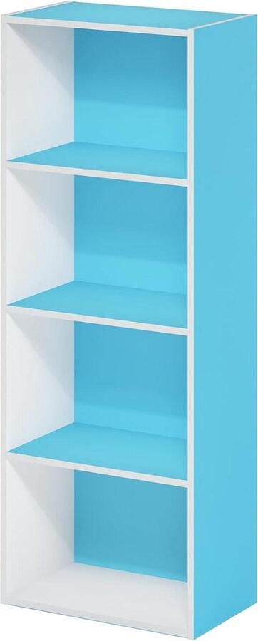 4-traps boekenkast met open planken lichtblauw wit