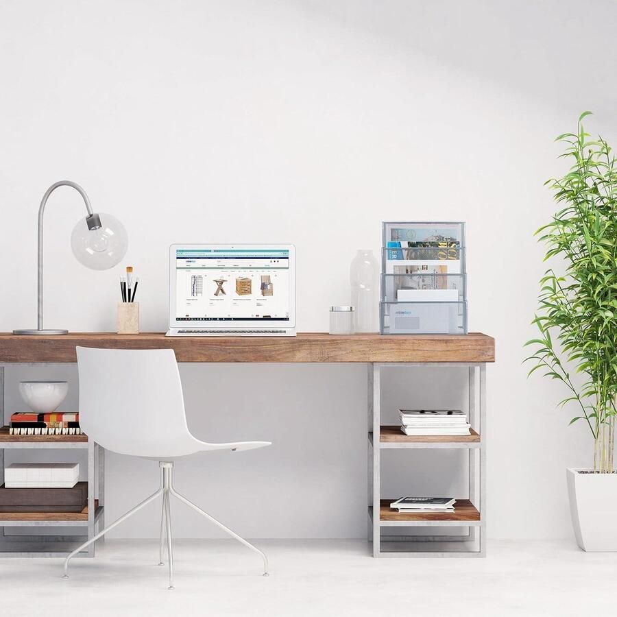 4-vakken tijdschriftenrek staal brievenorganizer bureau zilver 43x33x18 cm