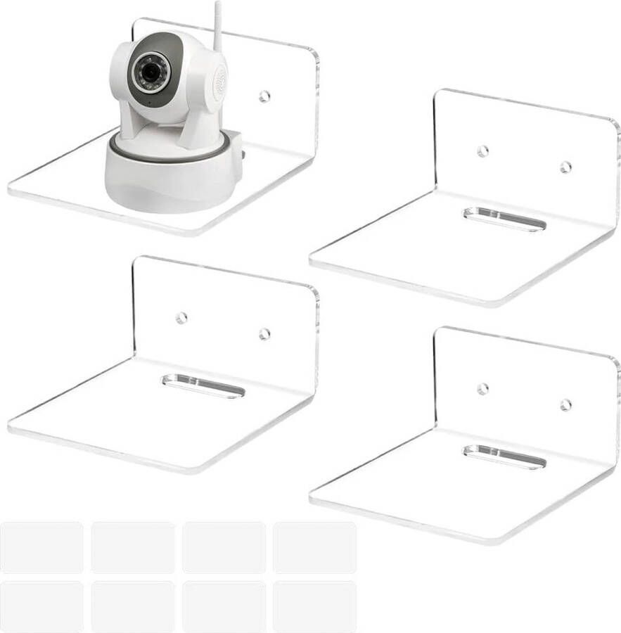 4 wandplanken zwevende acrylplanken kleine transparante planken zelfklevende ophangplanken voor intelligente luidsprekers actiefiguren met kabelclips lijm en boren