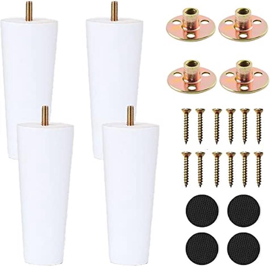 4 witte houten meubelpoten voor banken tafels en kasten 12 cm