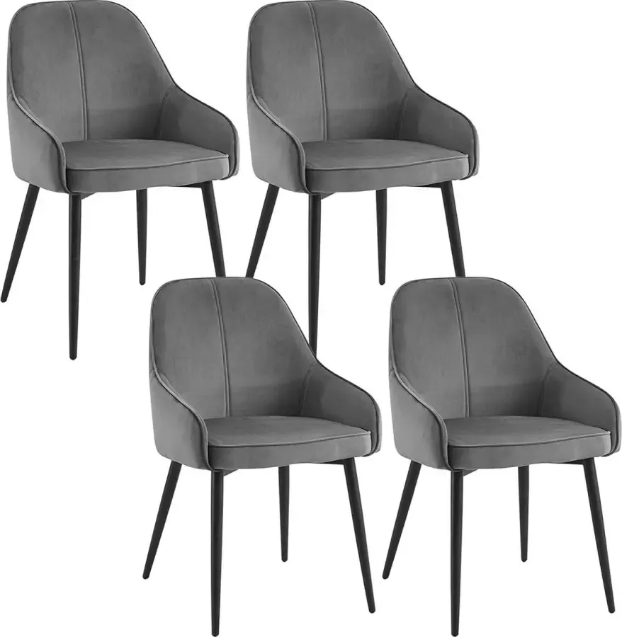 4 x eetkamerstoelen 4-delige set eetkamerstoel keukenstoel beklede stoel design stoel met armleuning met zitting van fluweel frame van metaal