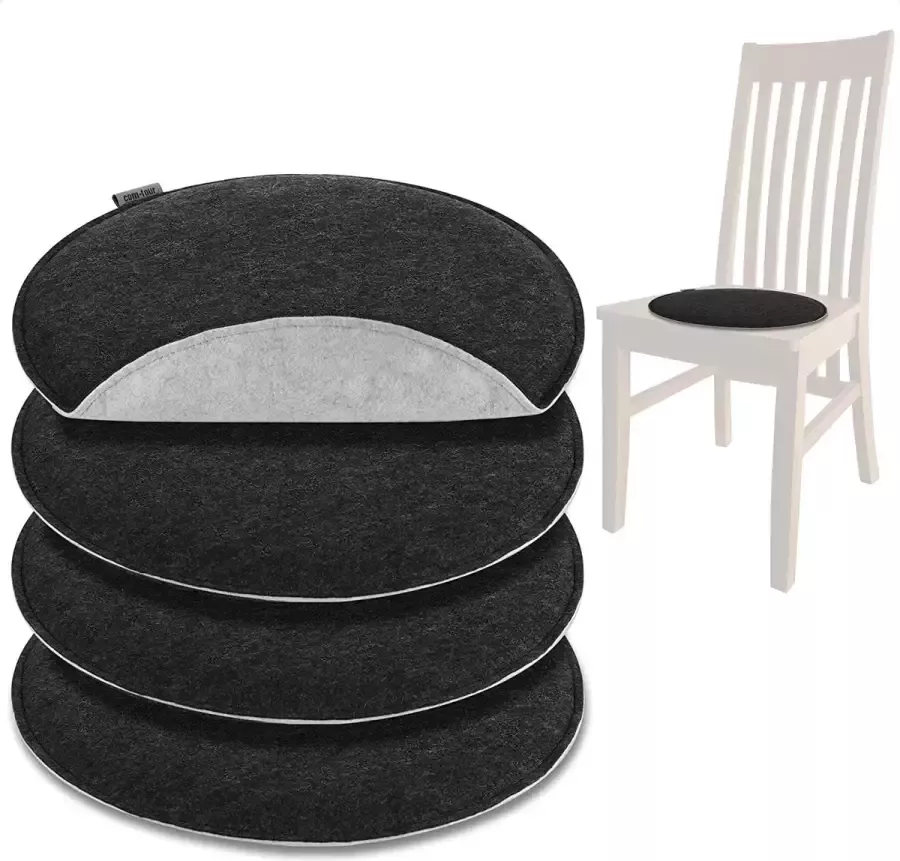 4 x gewatteerd zitkussen stoelkussens voor stoelen en banken zitkussenset van vilt ronde zitkussens voor eetkamer tuin terras balkon